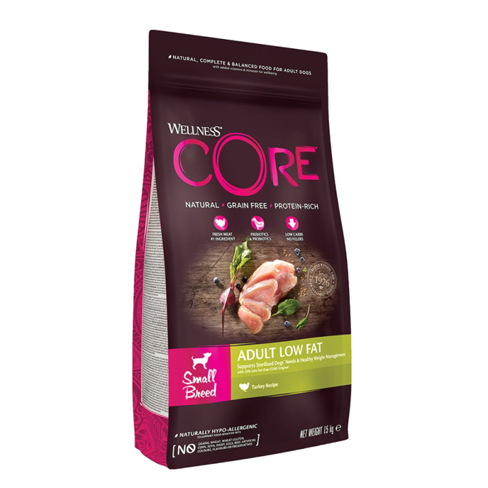 Wellness Core Xira trofi Skulou Adult Small Breed Low Fat Glopoula 1.5kg